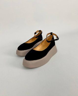 Туфлі жіночі замшеві чорного кольору на платформі, 41, 26