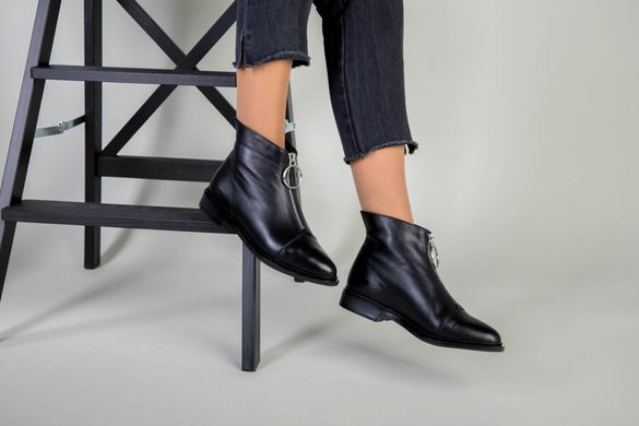 Ботинки женские кожаные черные с замком спереди, 40, 26