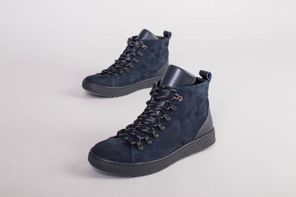 Мужские синие зимние ботинки из нубука, на шнурках, 45, 30