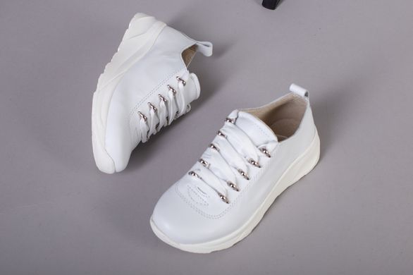 Кросівки для дівчинки шкіряні білі зі срібною фурнітурою, 39, 25-25.5