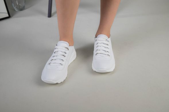 Кроссовки для девочки кожаные белые с серебряной фурнитурой, 39, 25-25.5