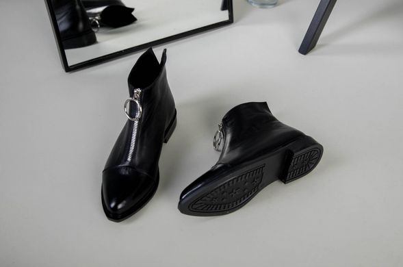 Ботинки женские кожаные черные с замком спереди, 40, 26