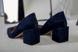 Туфлі жіночі з велюру синього кольору з обтягнутим підбором, 40, 26-26.5