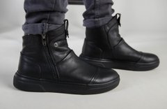 Демисезонные черные кожаные ботинки на байке, 45, 30