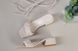 Шлепанцы-босоножки женские кожаные молочного цвета с квадратным каблуком, 35, 23